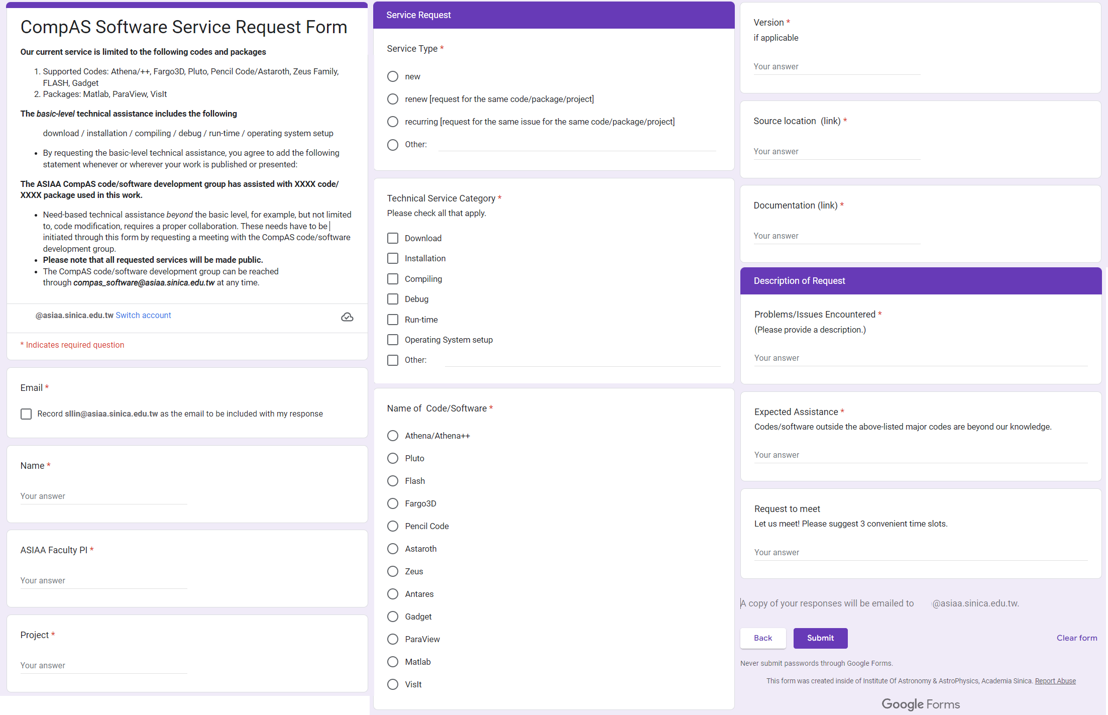 CompAS Service Form